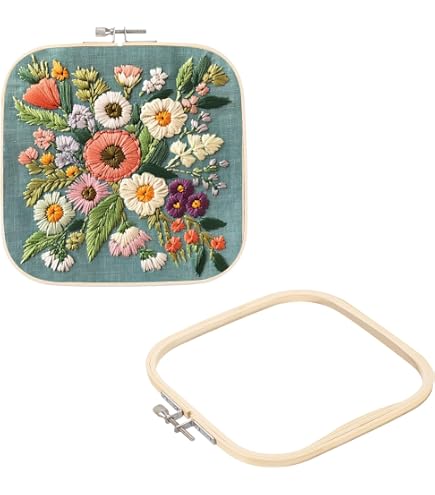 Amazon.co.jp: PATIKIL 刺繍枠 20 x 20cm 刺しゅう枠 四角 調節可能 竹